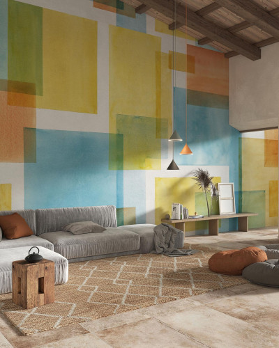 Itten, Primary, tapet modern cu design geometric, culori vii, forme geometrice