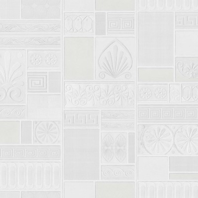 Tapet 3D cu textura alba, model geometric si floral