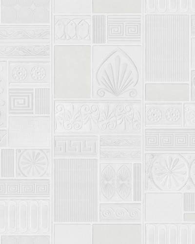 Tapet 3D cu textura alba, model geometric si floral