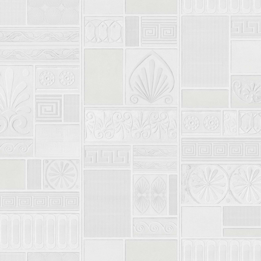 Tapet 3D cu textura alba, model geometric si floral