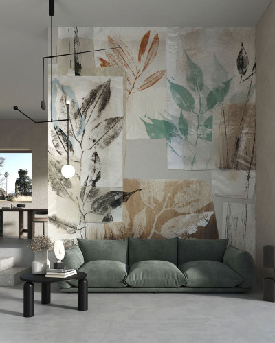 Wallpaper Botanical Study, Color cu design botanic abstract
