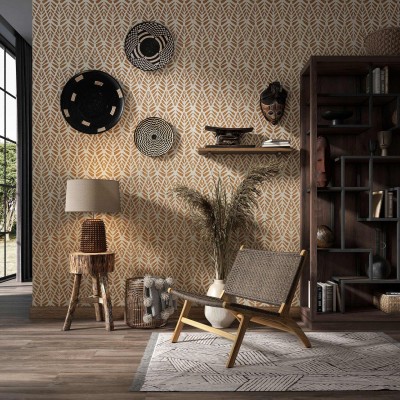 Tapet geometric abstract Rau Rust Small, cu un model subtil, dar impresionant, în nuanțe calde de rugină și bej, pentru o atmosferă primitoare și sofisticată.