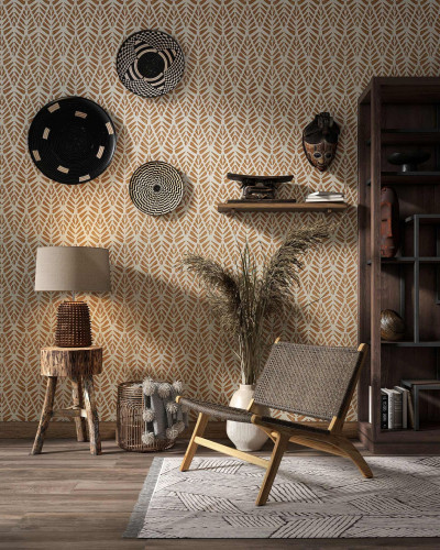 Tapet geometric abstract Rau Rust Small, cu un model subtil, dar impresionant, în nuanțe calde de rugină și bej, pentru o atmosferă primitoare și sofisticată.