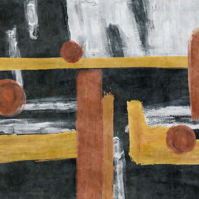 Tapet abstract modern cu design minimalist în nuanțe de negru, maro și auriu