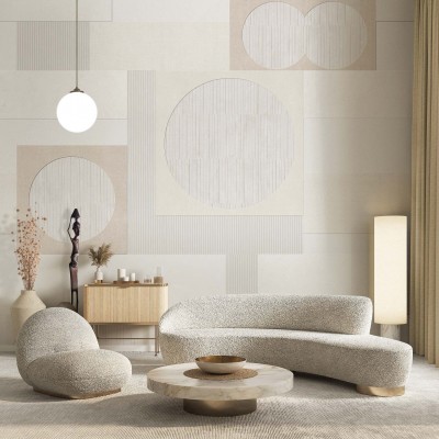 Tapet Safi, cu design geometric minimalist, in nuante neutre.