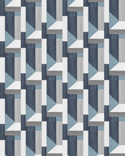 Tapet geometric modern cu diverse forme și nuanțe de albastru