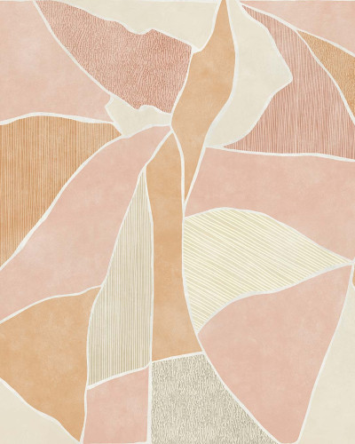 Tapet abstract in nuante de bej si portocaliu, cu design minimalist si modern