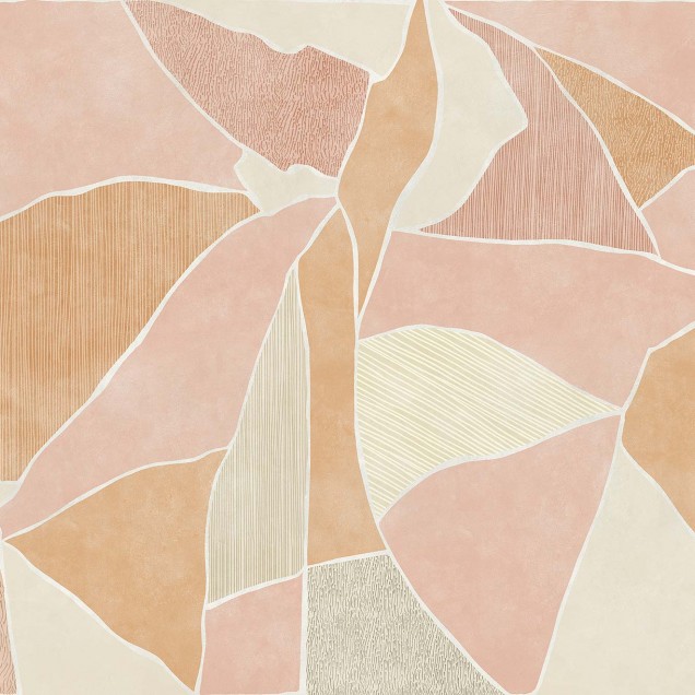 Tapet abstract in nuante de bej si portocaliu, cu design minimalist si modern