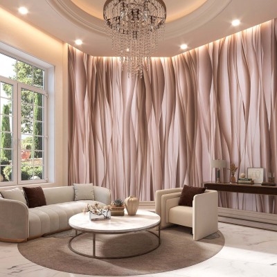 Tapet cu design modern, Chiffon, Cipria, cu linii fine si delicate, perfect pentru a crea o atmosfera eleganta si relaxanta.