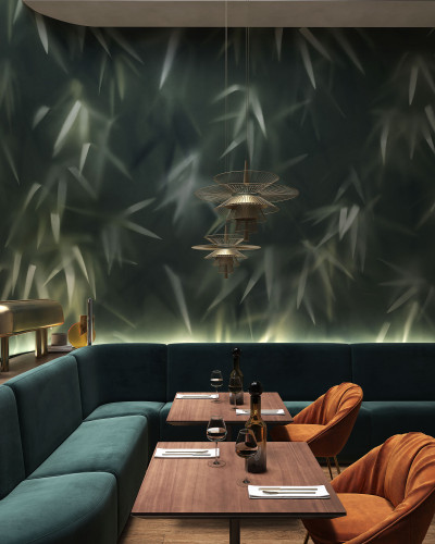 Tapet Haze, Green, cu un design modern minimalist,  cu accente de verde natural. Perfect pentru living, dormitor sau spații comerciale.