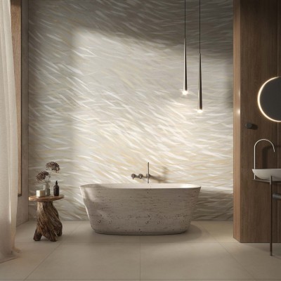 Tapet Marea Ivory cu design abstract elegant, potrivit pentru dormitor, living sau birou.