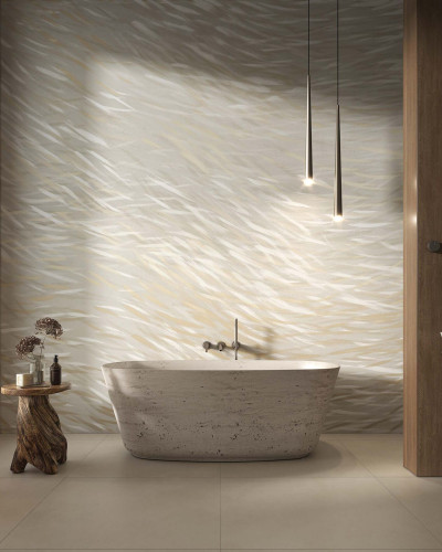 Tapet Marea Ivory cu design abstract elegant, potrivit pentru dormitor, living sau birou.