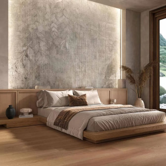 Tapet decorativ cu motive florale într-un dormitor elegant