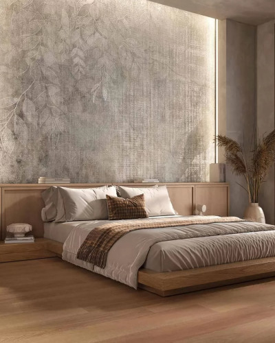Tapet decorativ cu motive florale într-un dormitor elegant