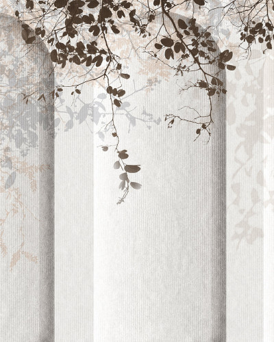 Fototapet Athena Alb, design modern cu ramuri delicate și arcuri, perfect pentru living, dormitor sau zona de dining.