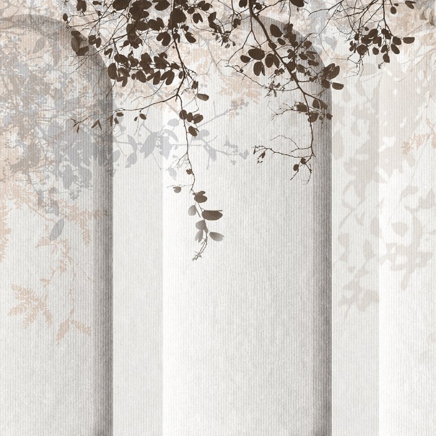 Fototapet Athena Alb, design modern cu ramuri delicate și arcuri, perfect pentru living, dormitor sau zona de dining.