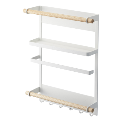 Raft magnetic lateral pentru frigider, alb, cu prosoape și folie
