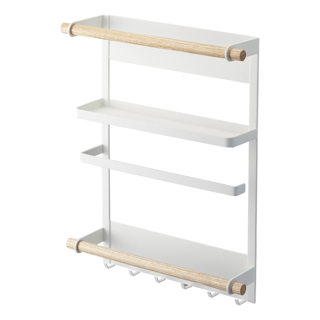 Raft magnetic lateral pentru frigider, alb, cu prosoape și folie