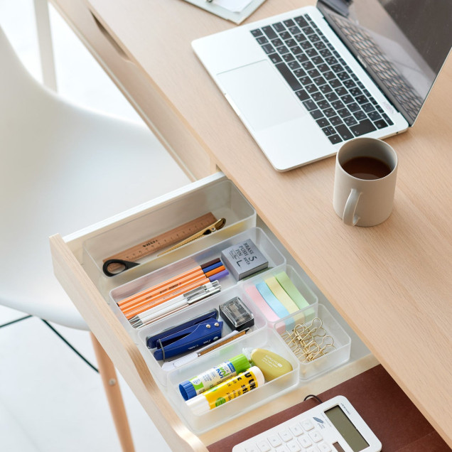 Set de 2 organizatoare stivuibile albe pentru sertare