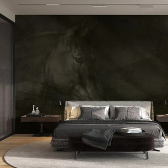 Fototapet personalizat cu un cal într-un dormitor elegant