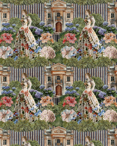 Tapet personalizat cu design floral elegant într-un dormitor