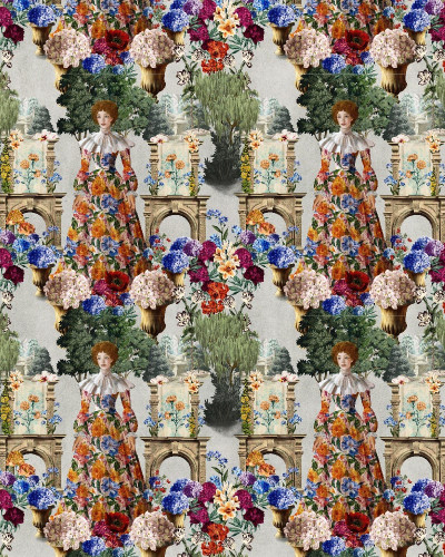 Tapet floral personalizat într-un interior elegant