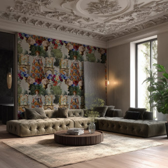 Tapet floral personalizat într-un interior elegant