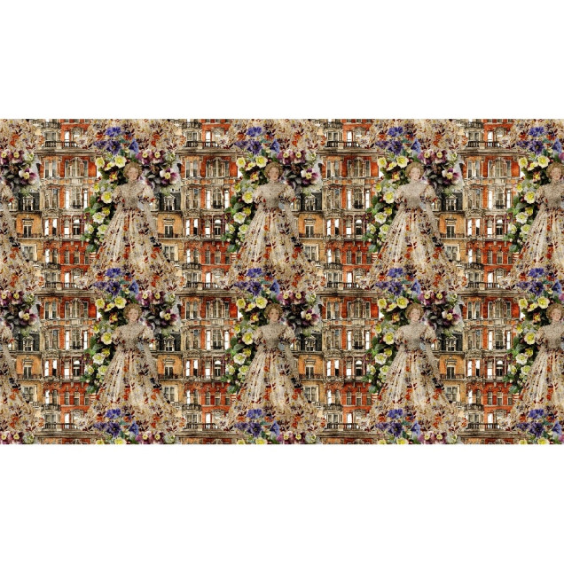 Fototapet personalizat cu design floral și arhitectural
