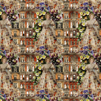Fototapet personalizat cu design floral și arhitectural