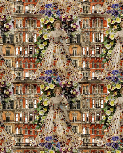 Fototapet personalizat cu design floral și arhitectural