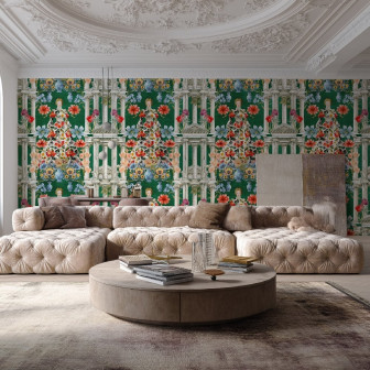Tapet floral cu design personalizat, ideal pentru living