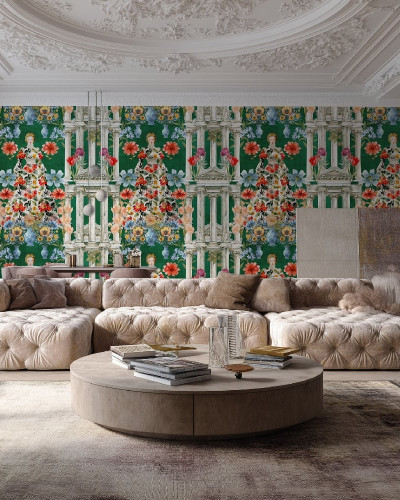 Tapet floral cu design personalizat, ideal pentru living