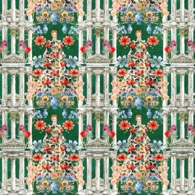 Tapet floral cu design personalizat, ideal pentru living