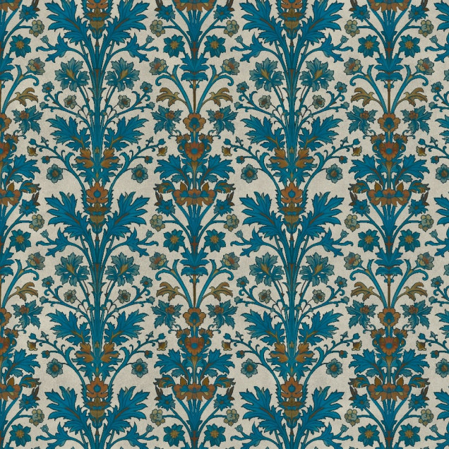 Tapet floral elegant în dormitor, creând un ambient rafinat