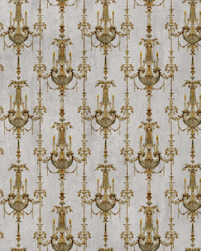 Tapet personalizat cu candelabre aurii într-un interior elegant