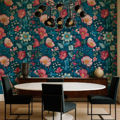 Tapet floral personalizat cu design vibrant