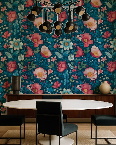 Tapet floral personalizat cu design vibrant