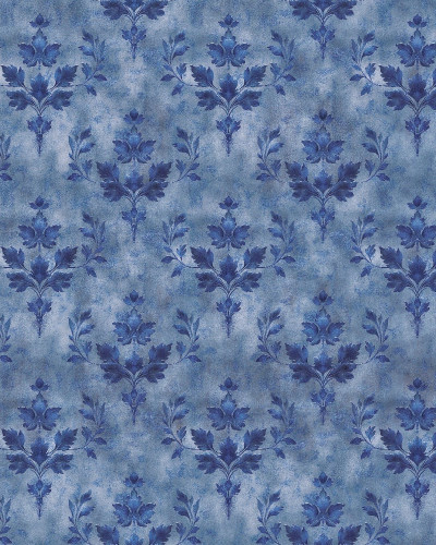 Tapet floral albastru într-un living elegant