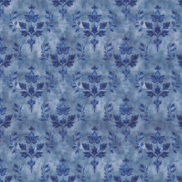 Tapet floral albastru într-un living elegant