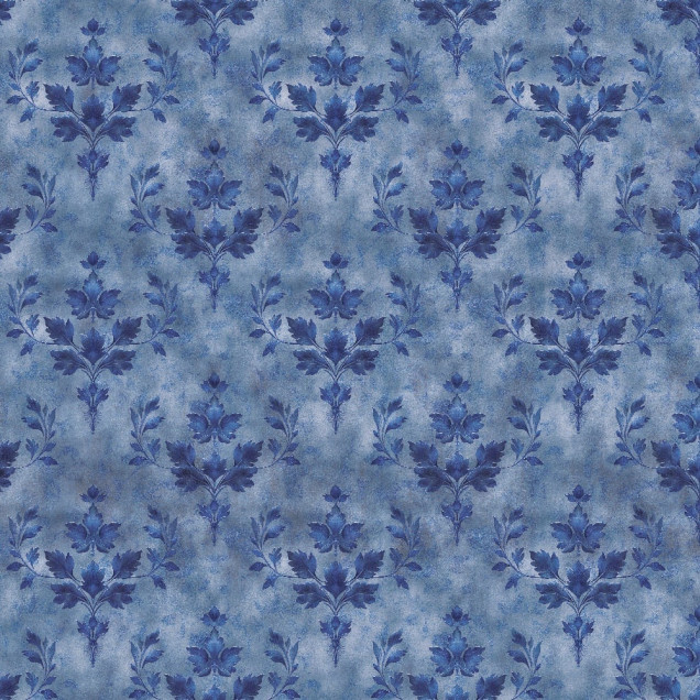 Tapet floral albastru într-un living elegant