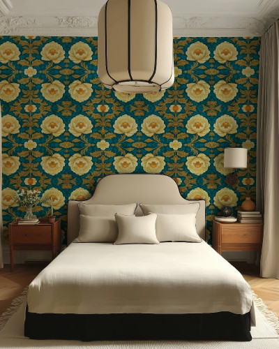 Tapet floral cu design personalizat pentru un interior elegant