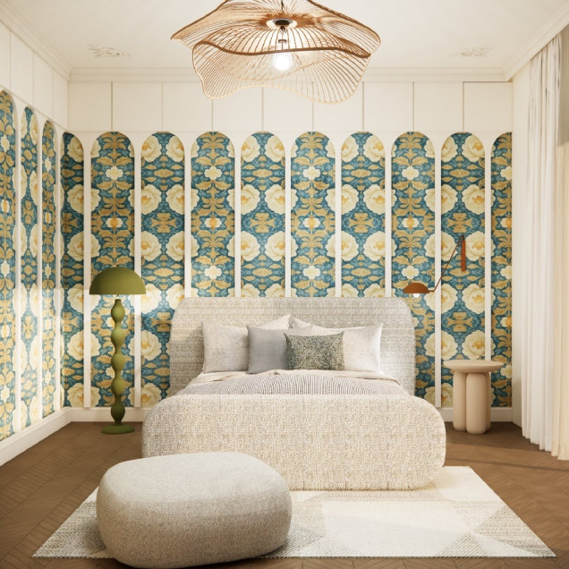 Tapet floral cu design personalizat pentru un interior elegant