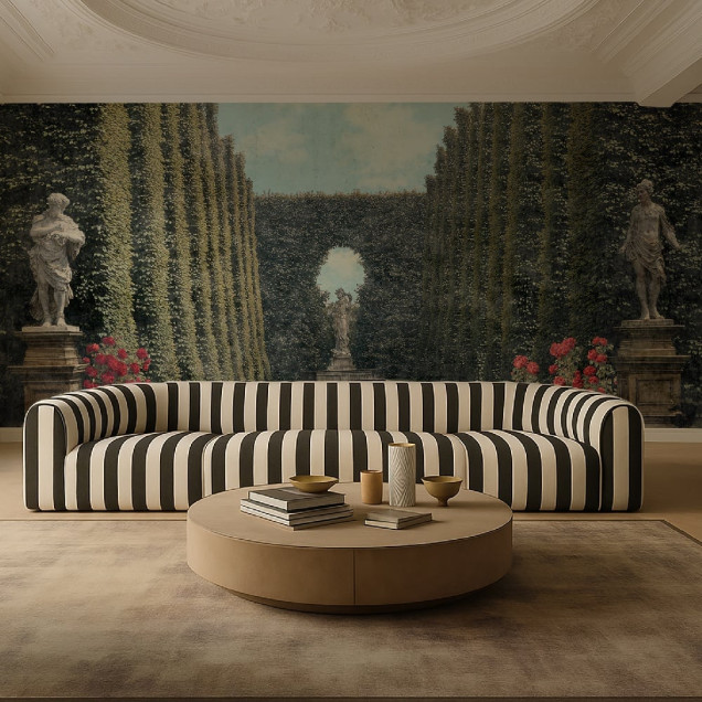 Fototapet personalizat cu grădină clasică, statui și design artistic