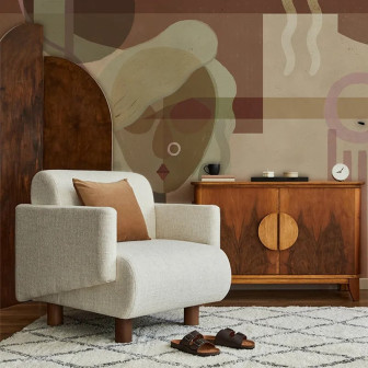 Fototapet personalizat cu design abstract modern într-un dormitor