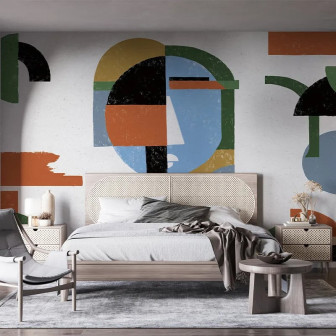 Tapet cu design abstract în dormitor modern