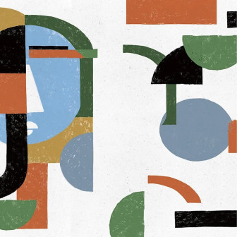 Tapet cu design abstract în dormitor modern