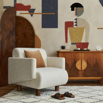 Tapet personalizat cu design abstract într-un interior modern