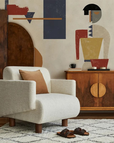 Tapet personalizat cu design abstract într-un interior modern