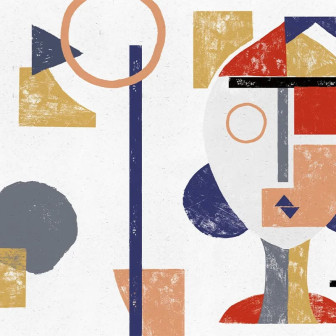 Fototapet personalizat cu design abstract modern și scaun confortabil într-un living amenajat.