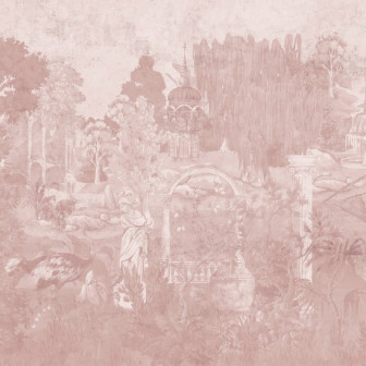 Tapet personalizat cu design elegant roz într-un interior clasic